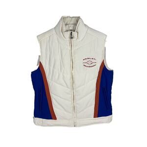 Harley Davidson Vintage Y2K White Puffer Motorcycle Puffer Vest M